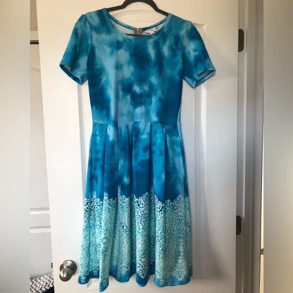 LuLaRoe Blue and Turquoise Dress - Picture 1 of 8